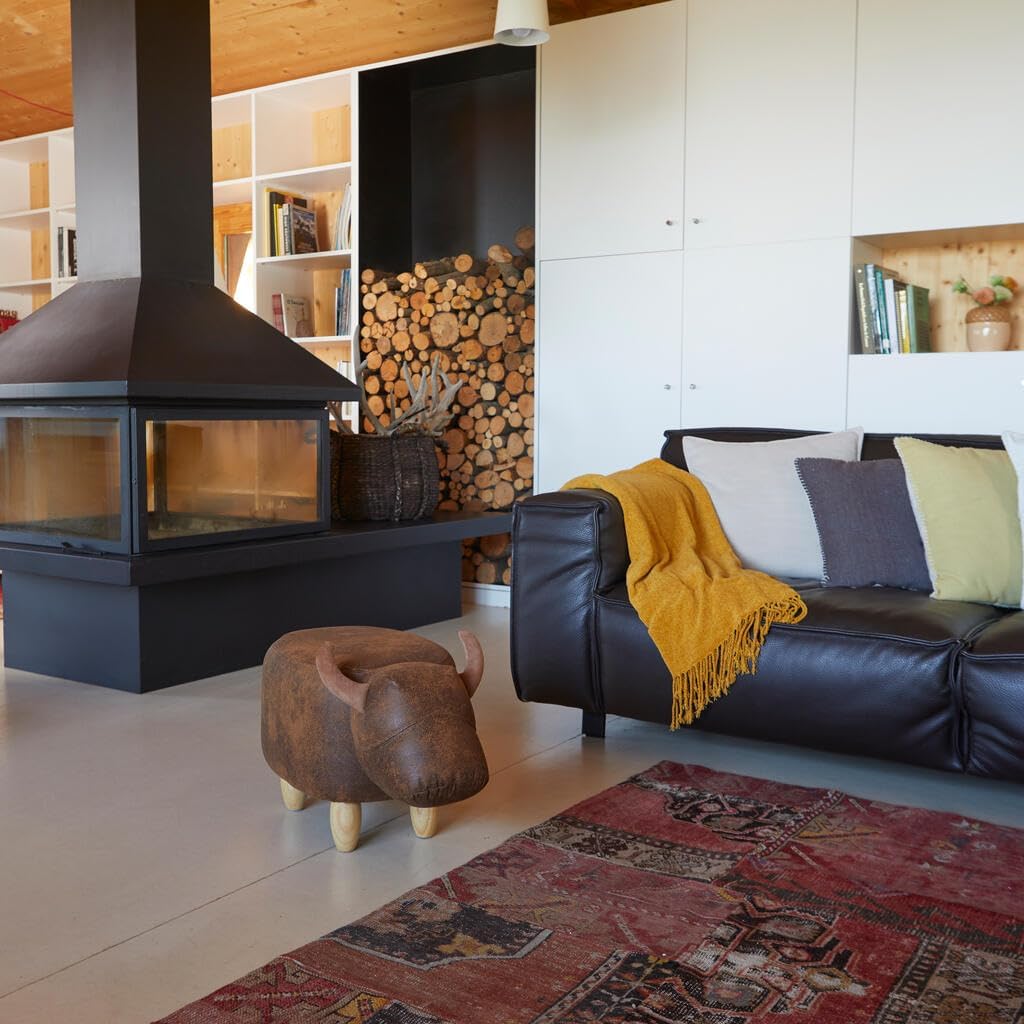 balvi Hocker La Vache Farbe Braun In Form Einer Kuh Holzbeine Kunstleder/Holz