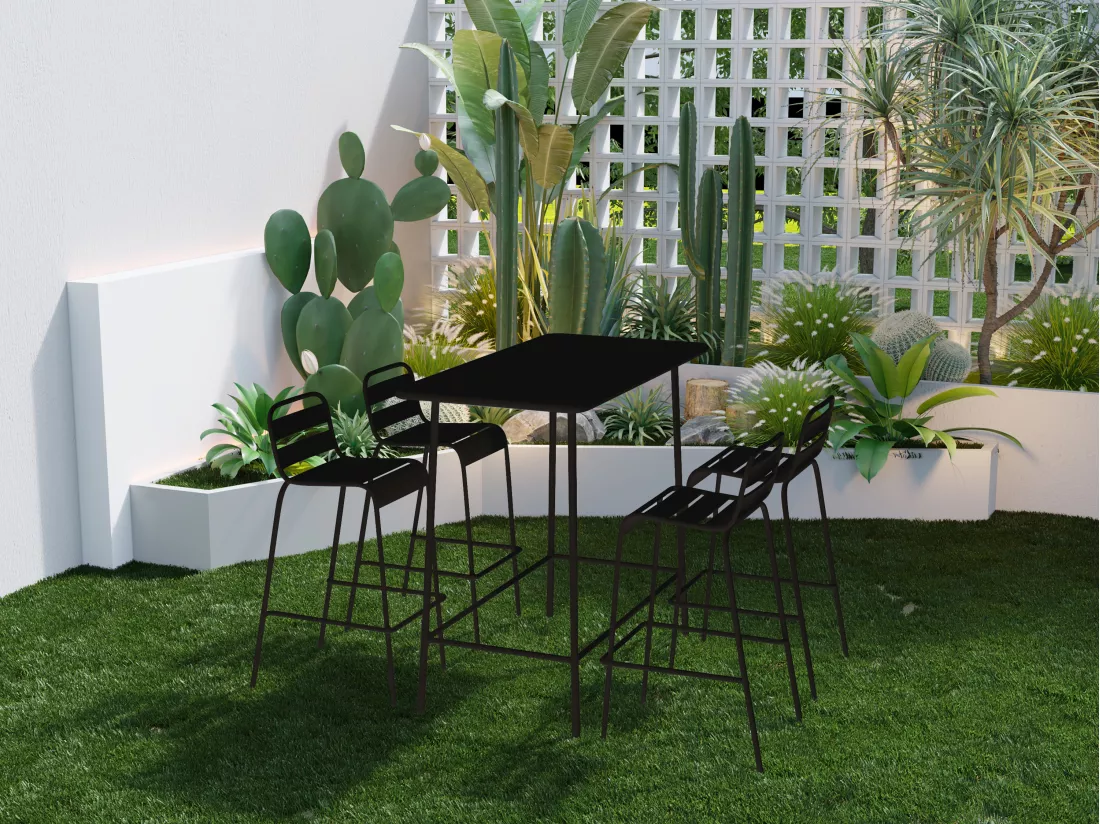 Table haute de jardin L.120 cm en métal - Noir - MIRMANDE de MYLIA