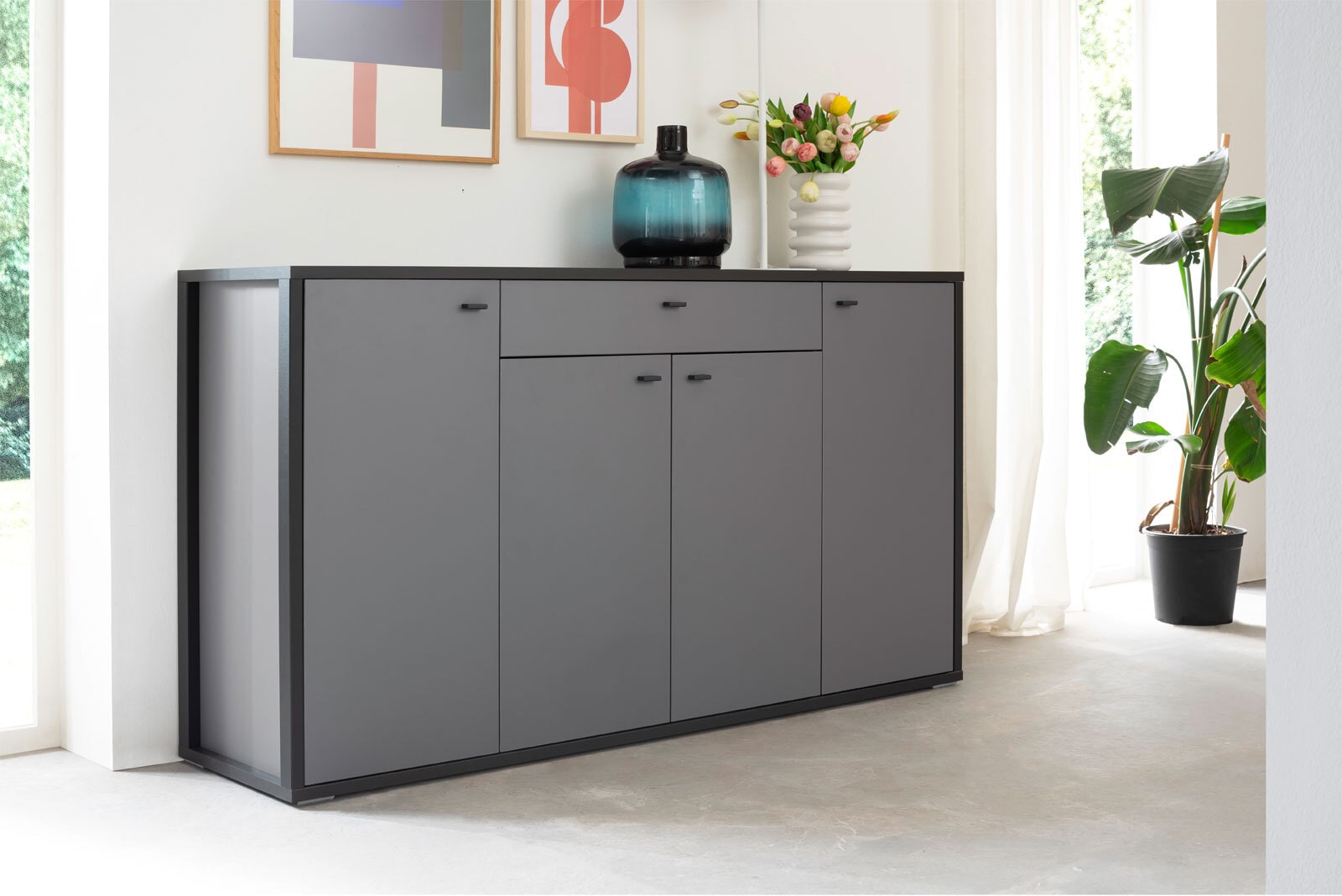 Sideboard LUXOR 165 x 92 cm Royal grau/ anthrazit