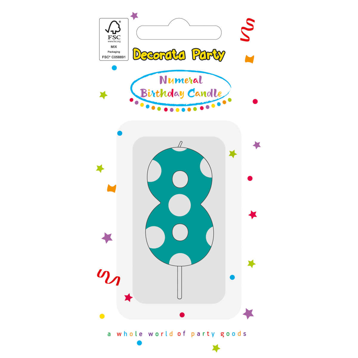 8 Jaar Kaars Lichtblauw