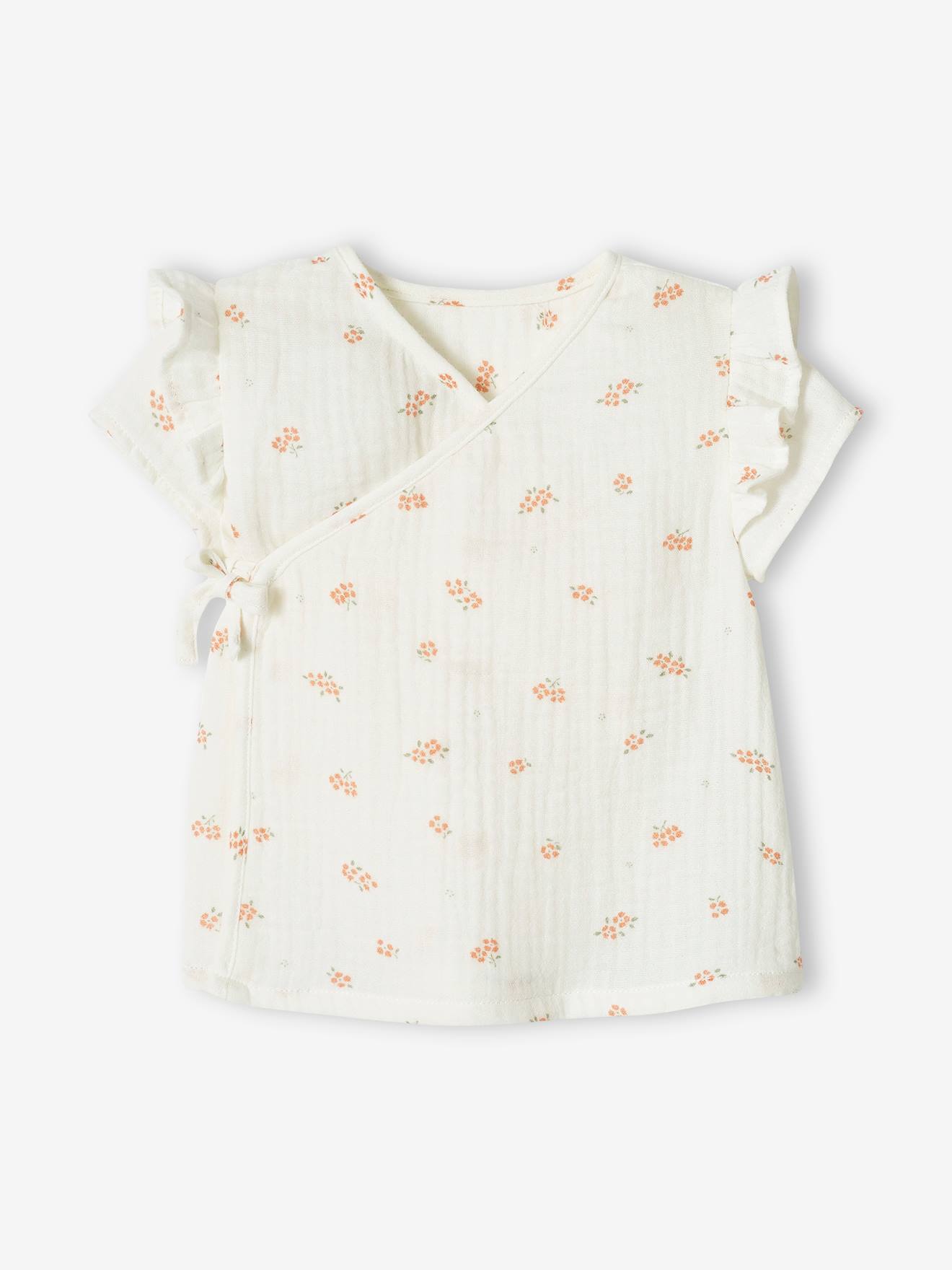 Casaquinho envelope em chiffon de algodão cru para recém-nascido