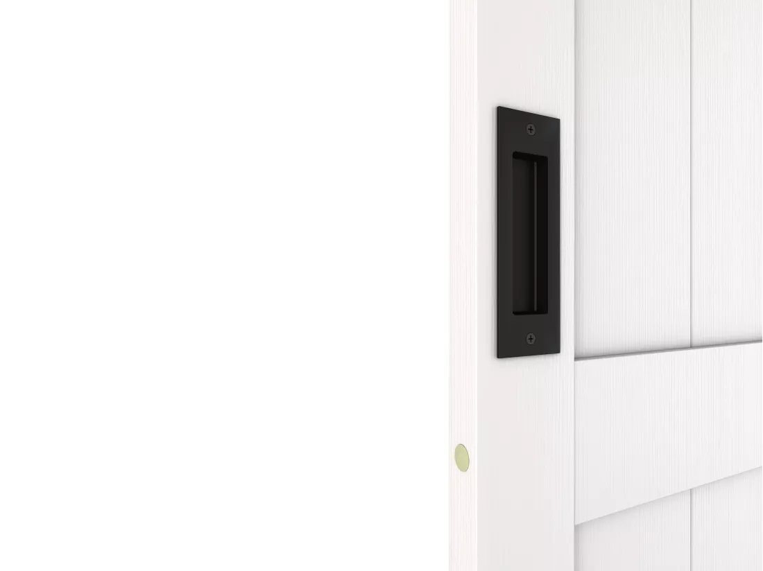 Porte coulissante double avec système à galandage en bois et MDF - blanc - 2 x H205 x 83 cm - NEFARA