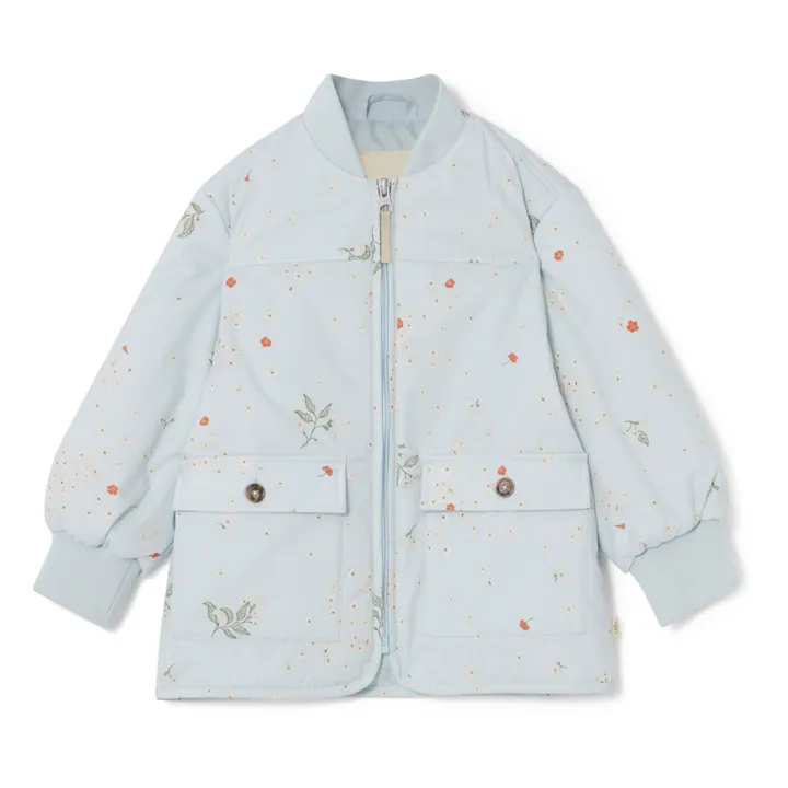 garbo&friends Veste Rembourrée Fleurie Matières Recyclées | Bleu ciel