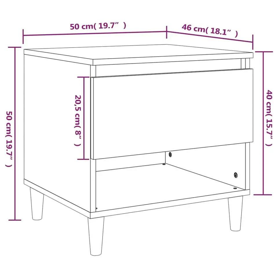 vidaXL - Nachtkastjes met deur en vak - Hoogglans wit - 50x46x50 cm - Set van 2