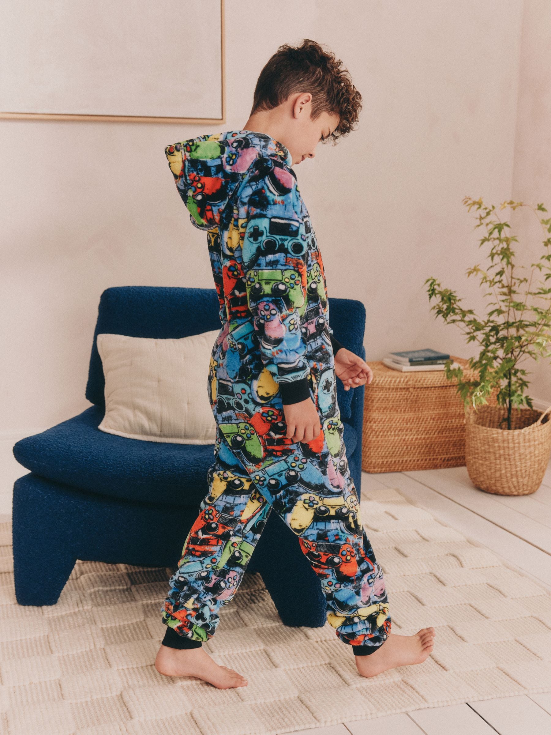 Meerkleurige Gamer - Fleece onesie (3-16 jr)