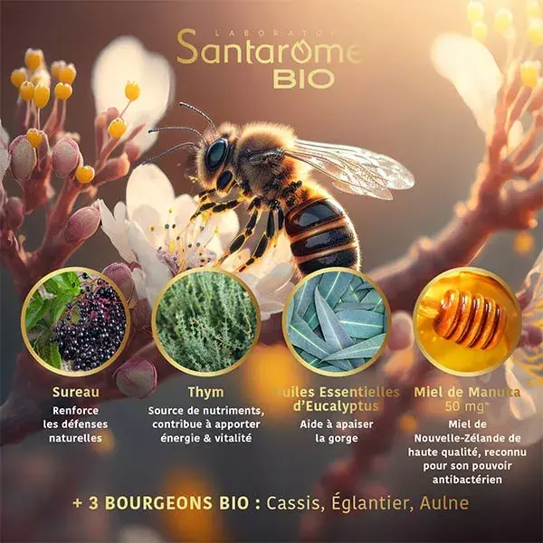 Santarome Organic - Xarope para os brônquios e garganta com mel de Manuka orgânico - 125ml