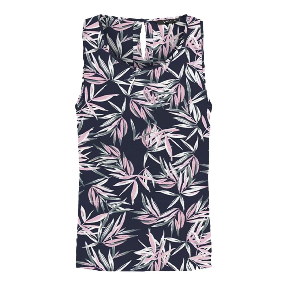 Only T-Shirt Sans Manches Marine/Rose à Motifs Femme Only Nova Life