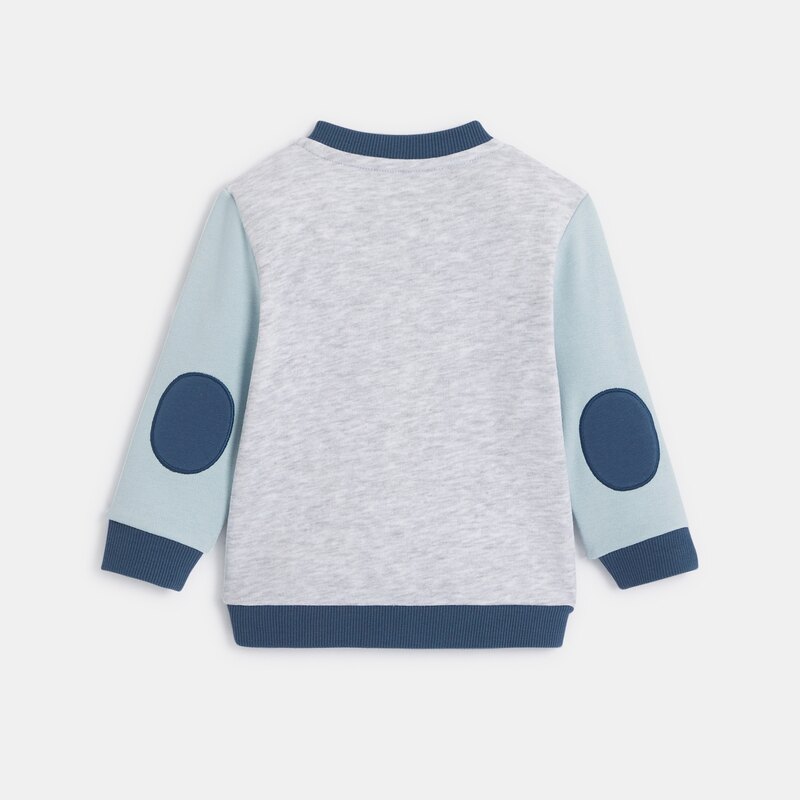 Sweat molleton col pressionné bleu bébé garçon Bleu