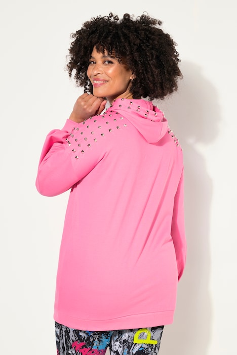 Hoodie, oversized, Kapuze, Ziernieten, Ballon-Ärmel