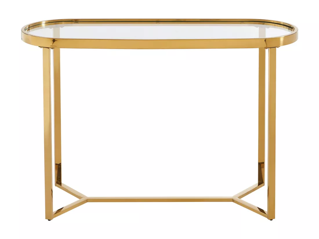 Console en verre trempé et acier inoxydable chromé - Transparent et doré - JOLINY de Pascal Morabito