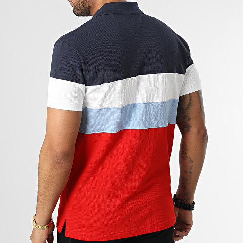 Polo Manches Courtes Colorblock 5753 Rouge Bleu Marine Blanc Bleu Clair