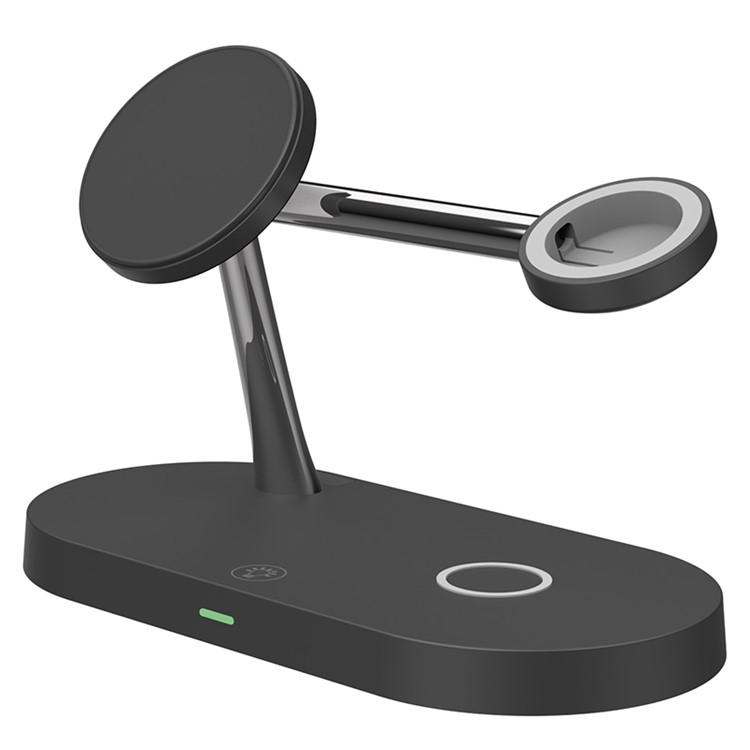 (15W) 3in1 Magnetisches Ladegerät Qi Wireless Charger Ladestation für Apple iPhone / Airpods / Apple Watch mit LED Nachtlicht - Schwarz