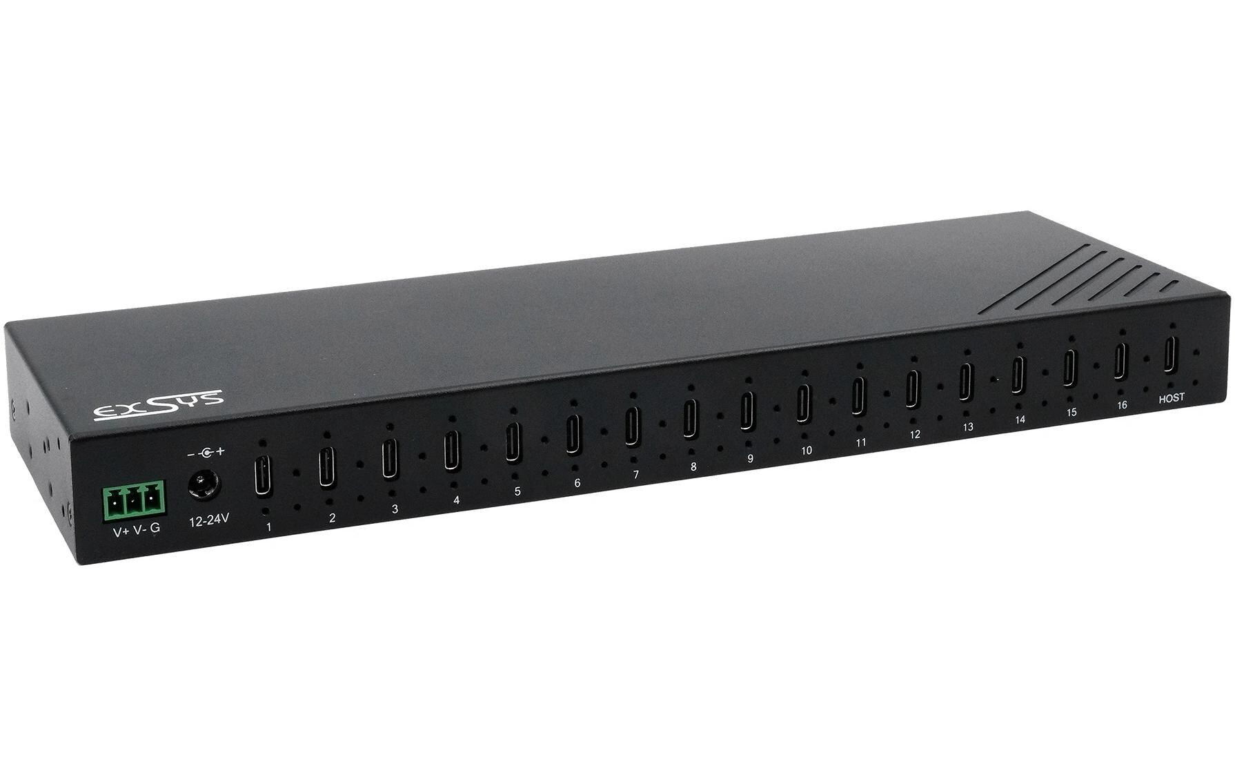 USB-Hub EX-12276HMS 120 W<br>16-Port USB 3.2 Gen 2 Metall Hub mit 16x USB-C Anschluss