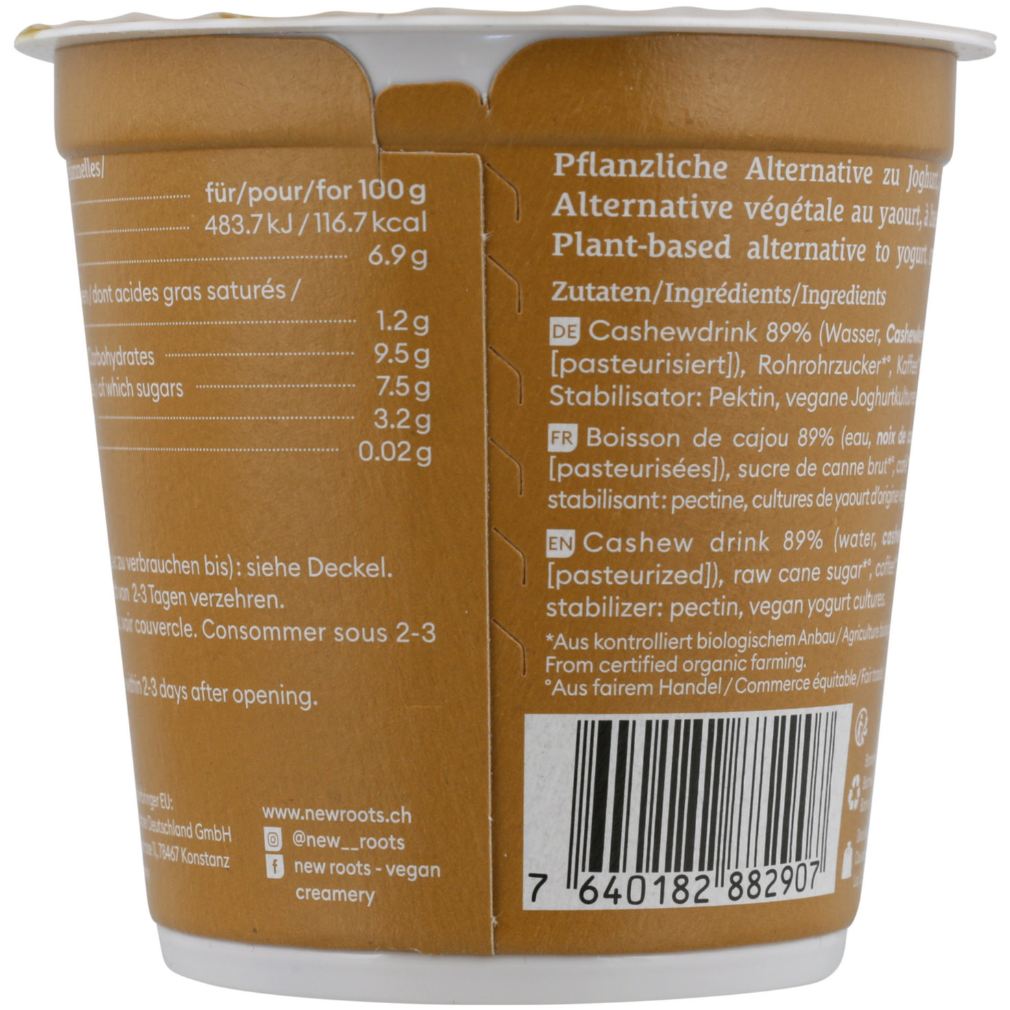 New Roots vegan creamery Kaffeegeschmack