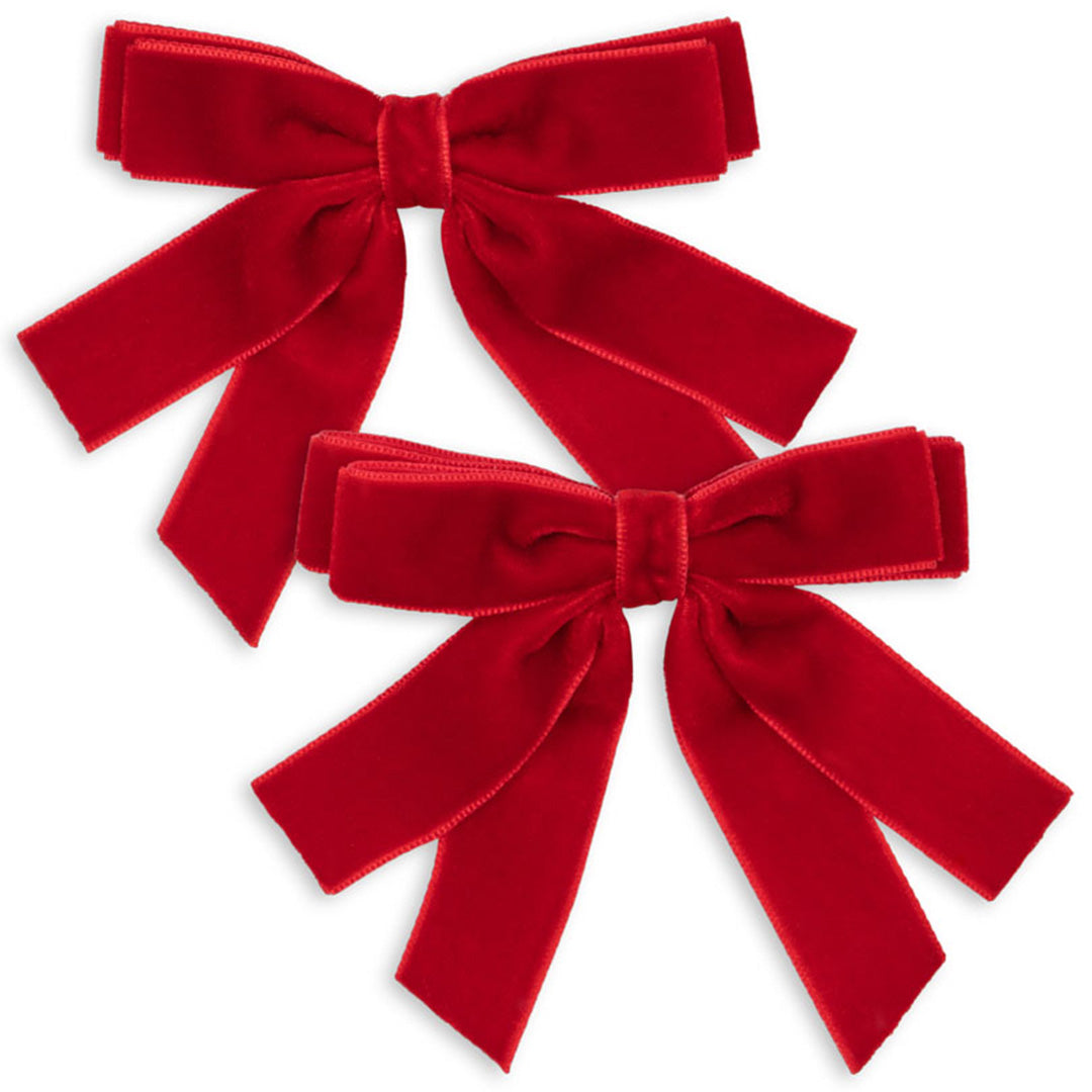 konges sløjd haarclips velvet double bow - barbados cherry - 2st