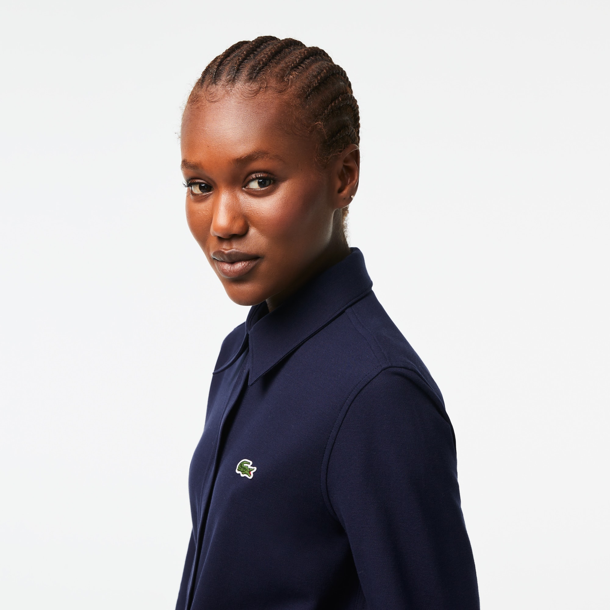 Chemise femme à col français Lacoste en piqué de coton Chemises & Hauts - Bleu - Lacoste - Femme