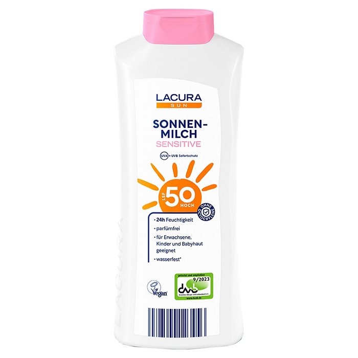 LACURA Sonnenmilch Sensitive 500 ml, LSF 50