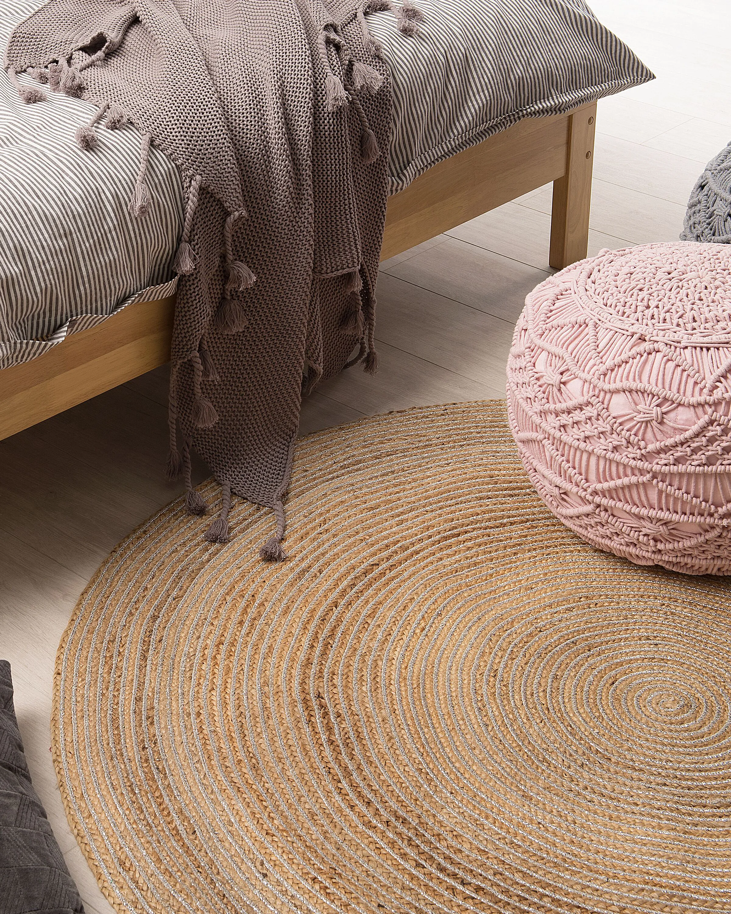 Vloerkleed AKBELEN Beige ø 140 cm Jute