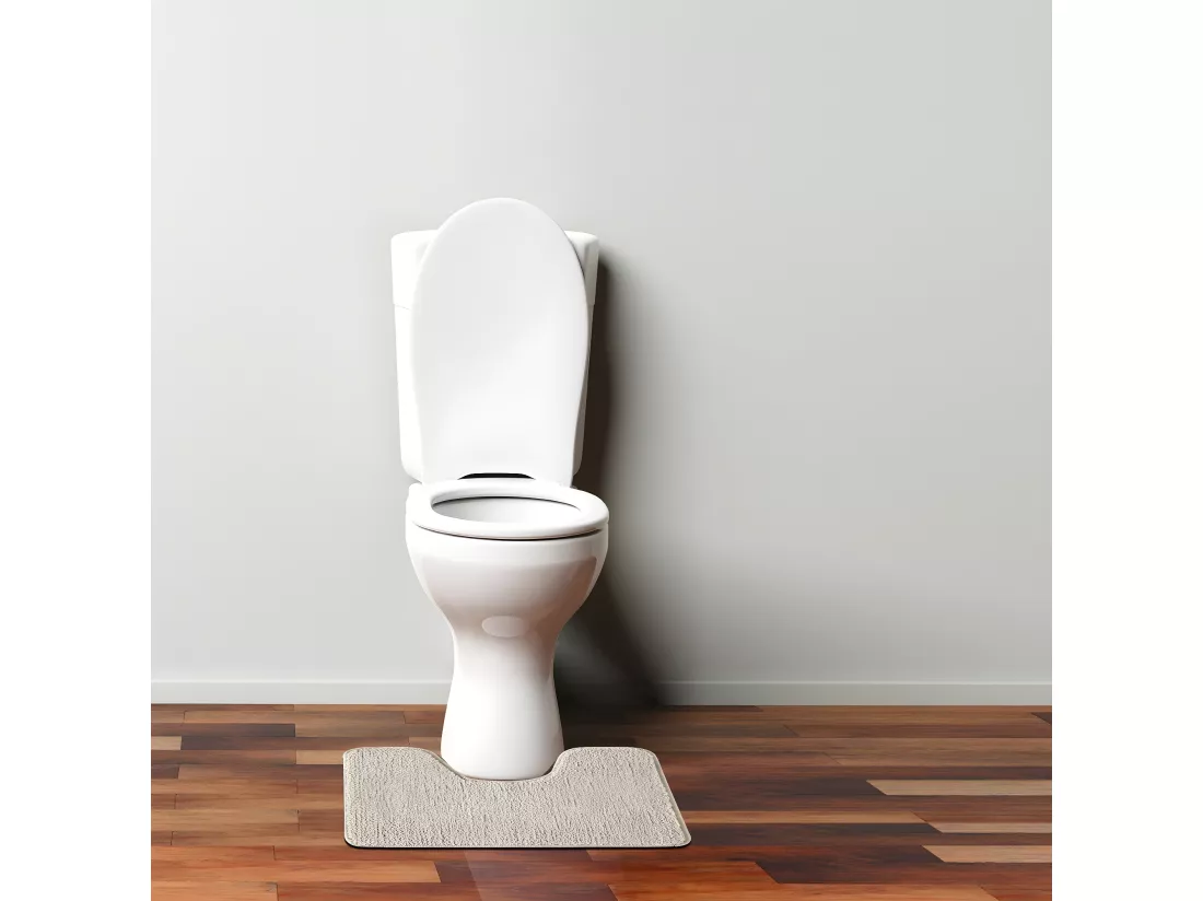 Tapis de toilette uni en polyester ecru 50x40cm