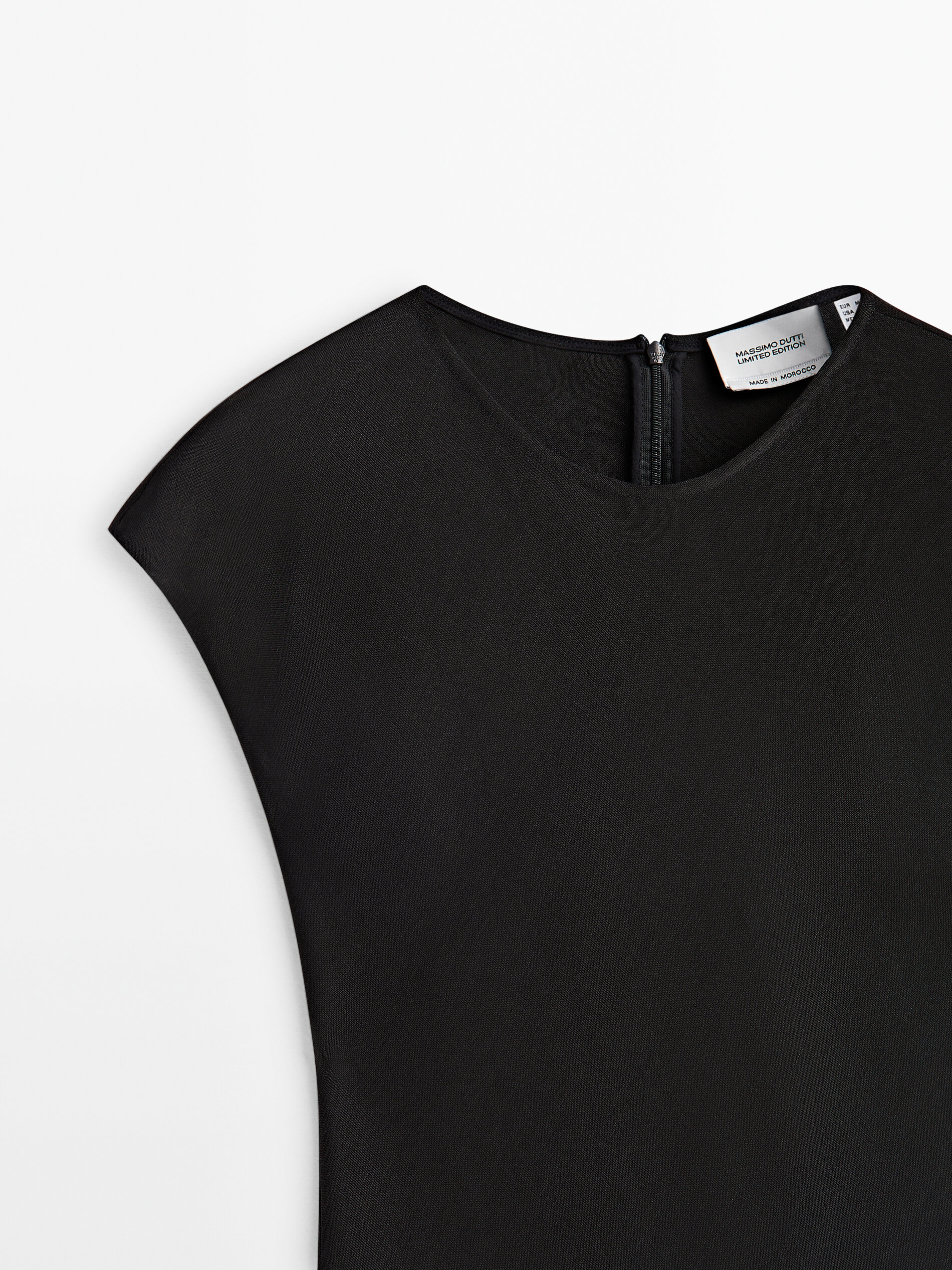 Vestido midi em linho preto - NEGRO