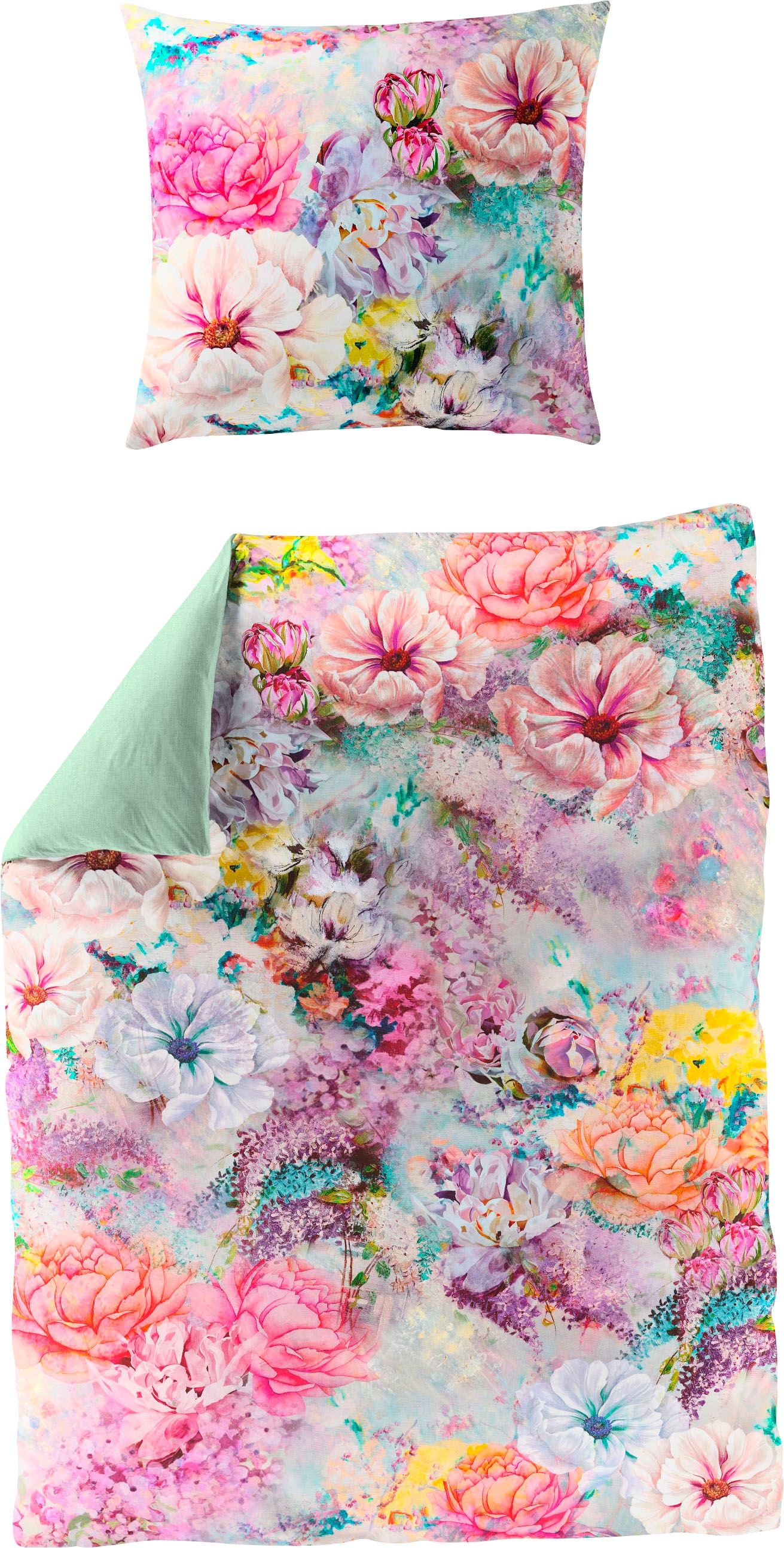 BIERBAUM Wendebettwäsche »Colorful Flowers« 2 Stk. tlg. mit floralem Digitalprint