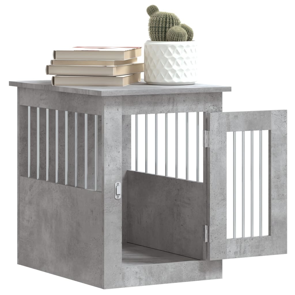 gaiola para cães vidaXL em madeira engenheirada cinza concreto 45x62x59 cm