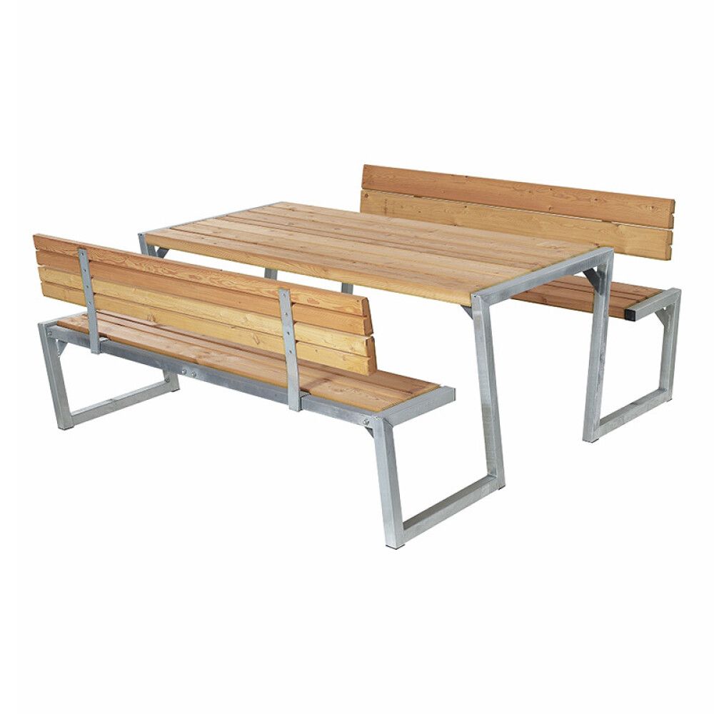 BENKESETT PLUS BORD/BENKER ZIGMA 2 RYGGSTØTTE 176X198X73/45,5CM GYLDENBRUN