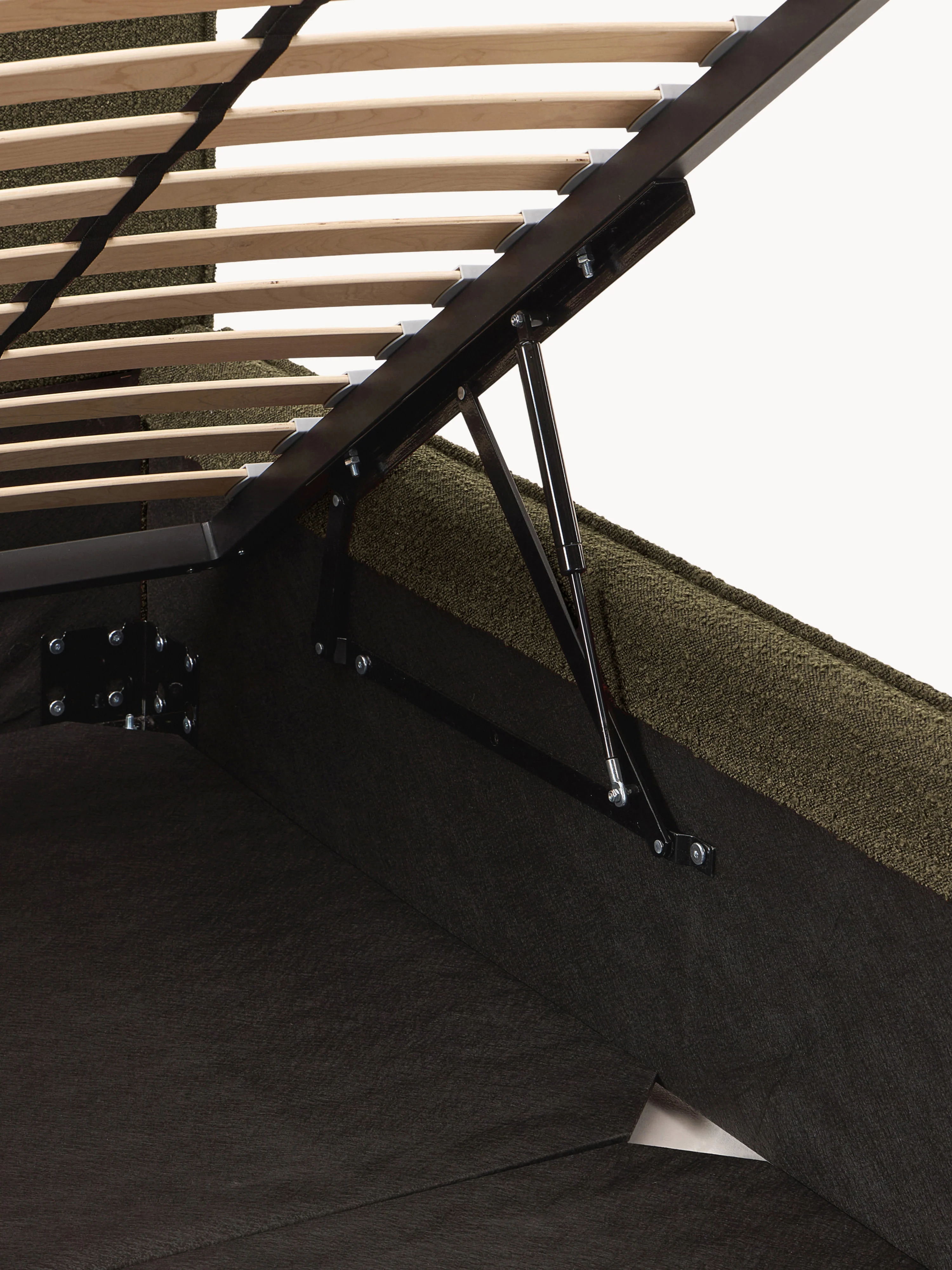 Bouclé gestoffeerd bed Dream met opbergruimte