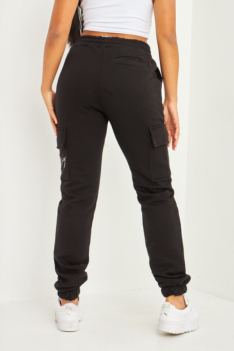 Pantalon de jogging noir poches cargo inscription Brentiny
