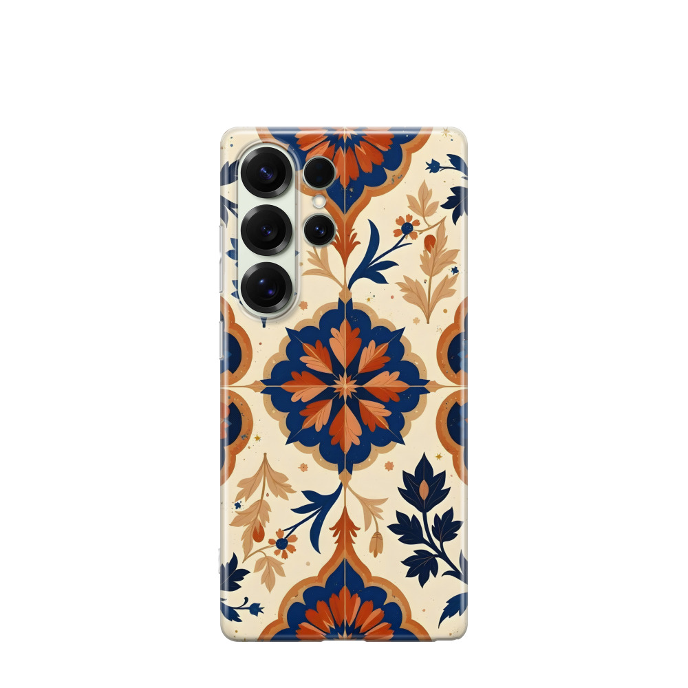 Samsung Galaxy S25 Ultra Gummi Hülle Majolika-Sonnenblume - Braun