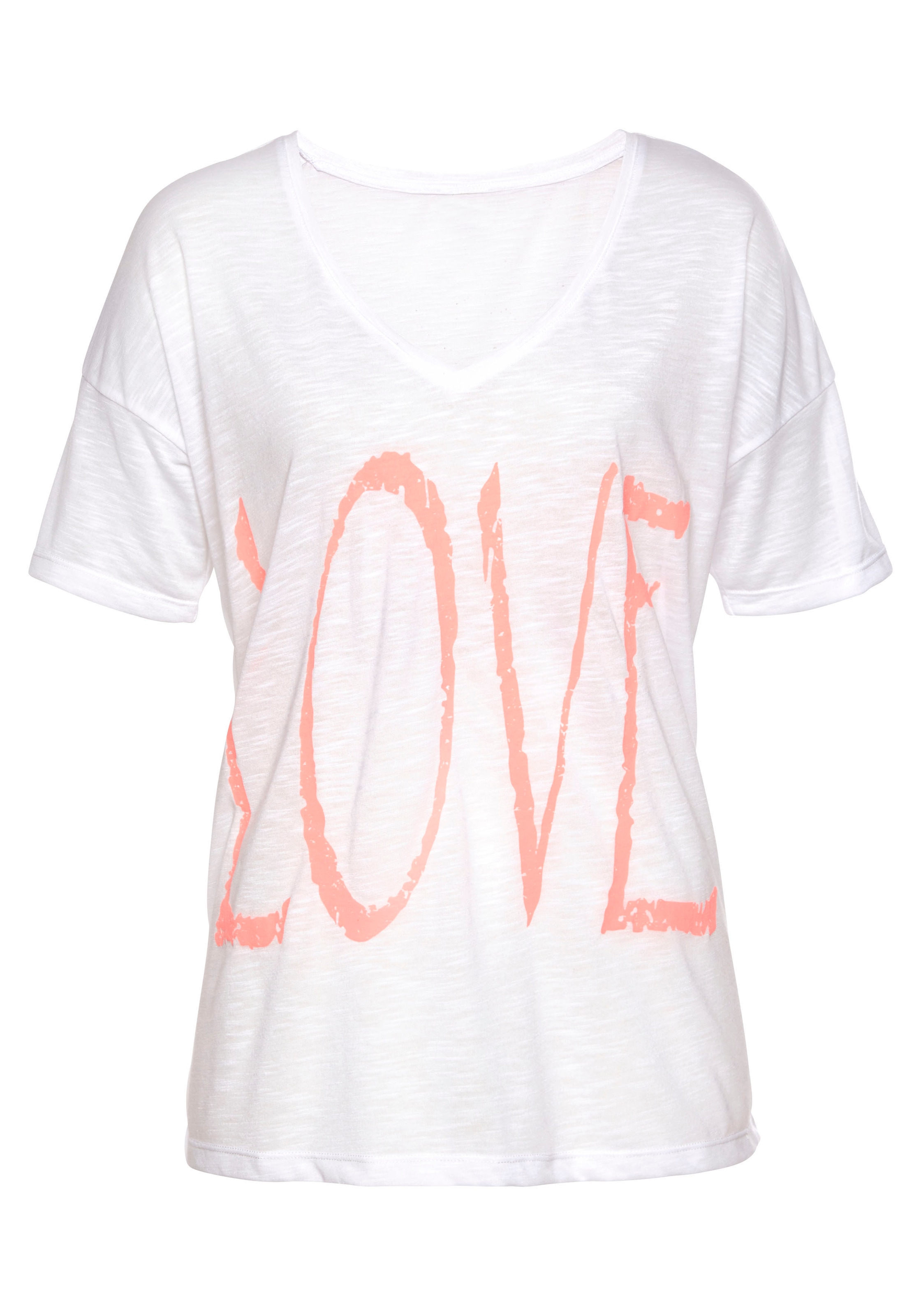 Vivance V-Shirt , mit Neonprint, T-Shirt, Strandshirt in lockerer Passform