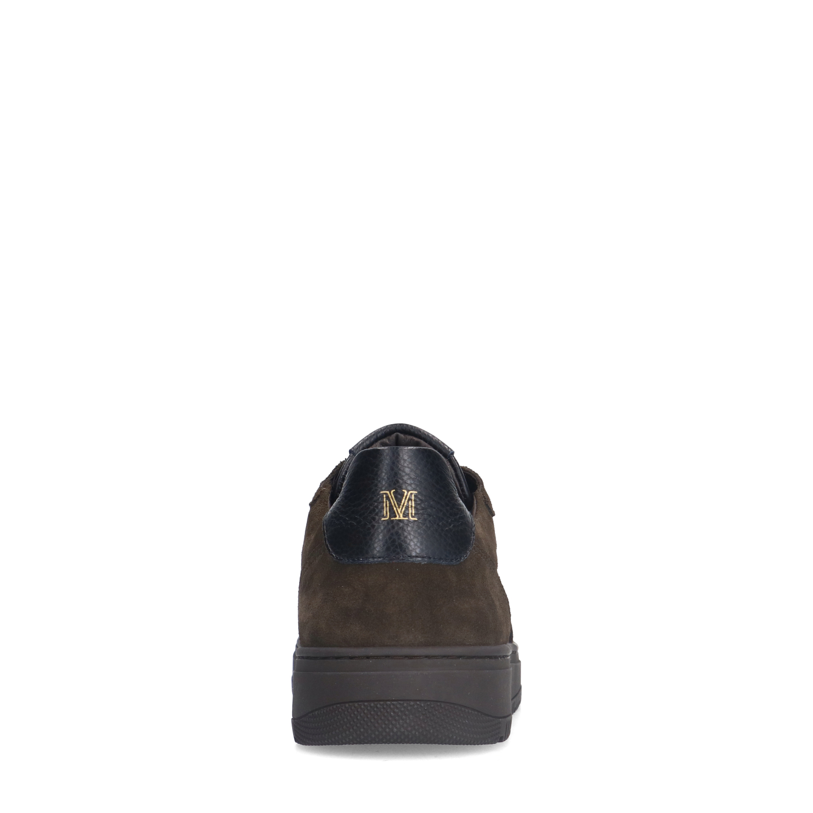 Donkerbruine leren sneakers met suède details