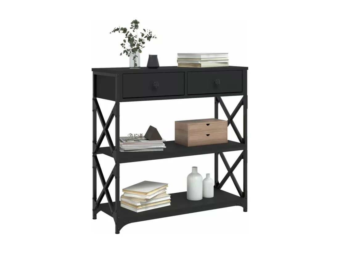 Table console noir 75x28x75 cm bois d'ingénierie