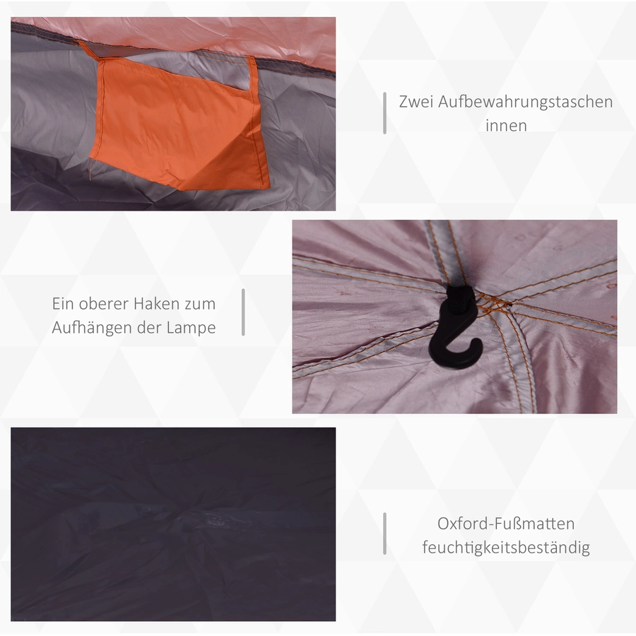 Outsunny Doppelwandzelt für 5–6 Personen orange, blau