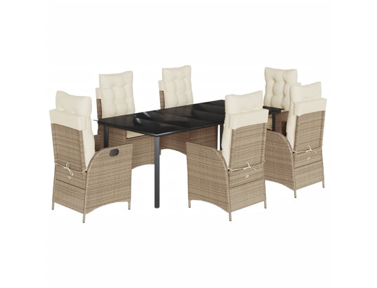 VIDAXL - Ensemble table et chaises Ensemble à manger de jardin et coussins 7 pcs beige poly rot...