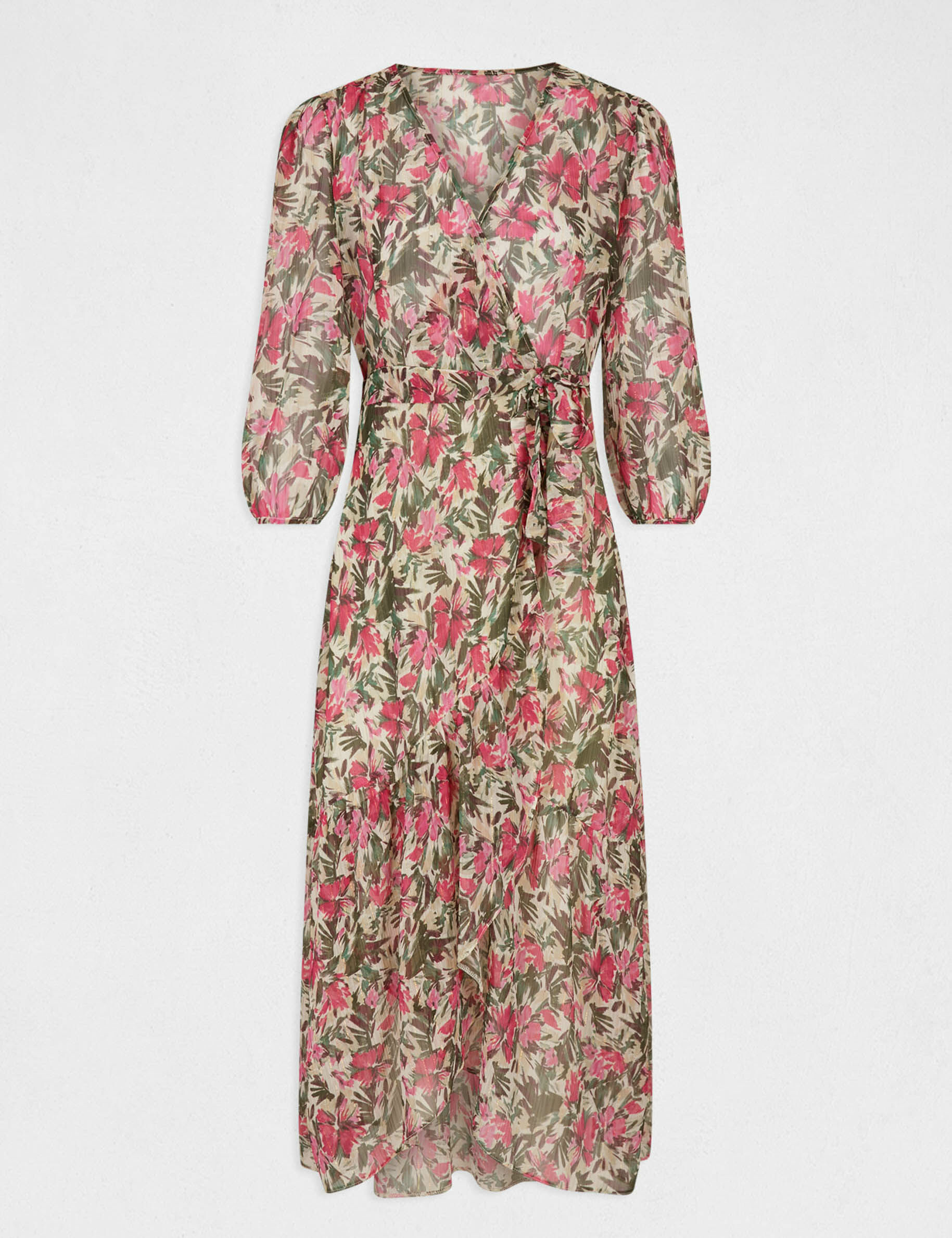 Robe midi portefeuille imprimé floral multico femme - multico