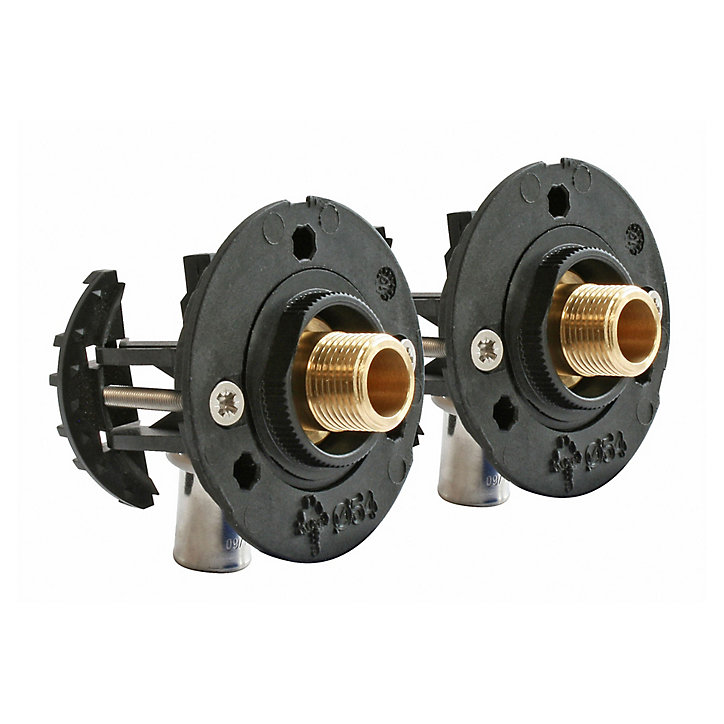 Fixation pour robinetterie Lavabo pour PER Ø16 raccord à sertir sortie mâle 12/17 (3/8