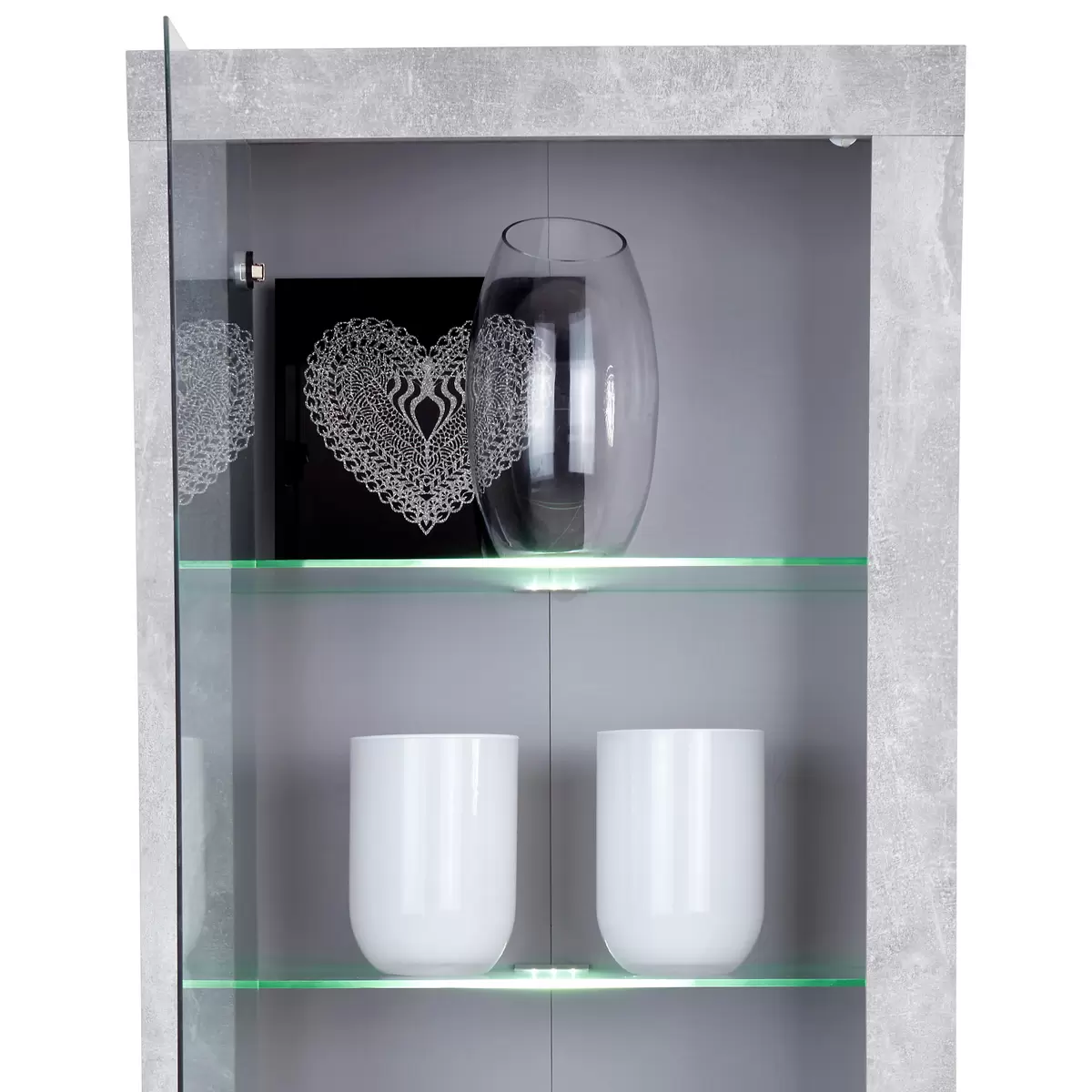 Vitrine Malta weiss,Betonoptik