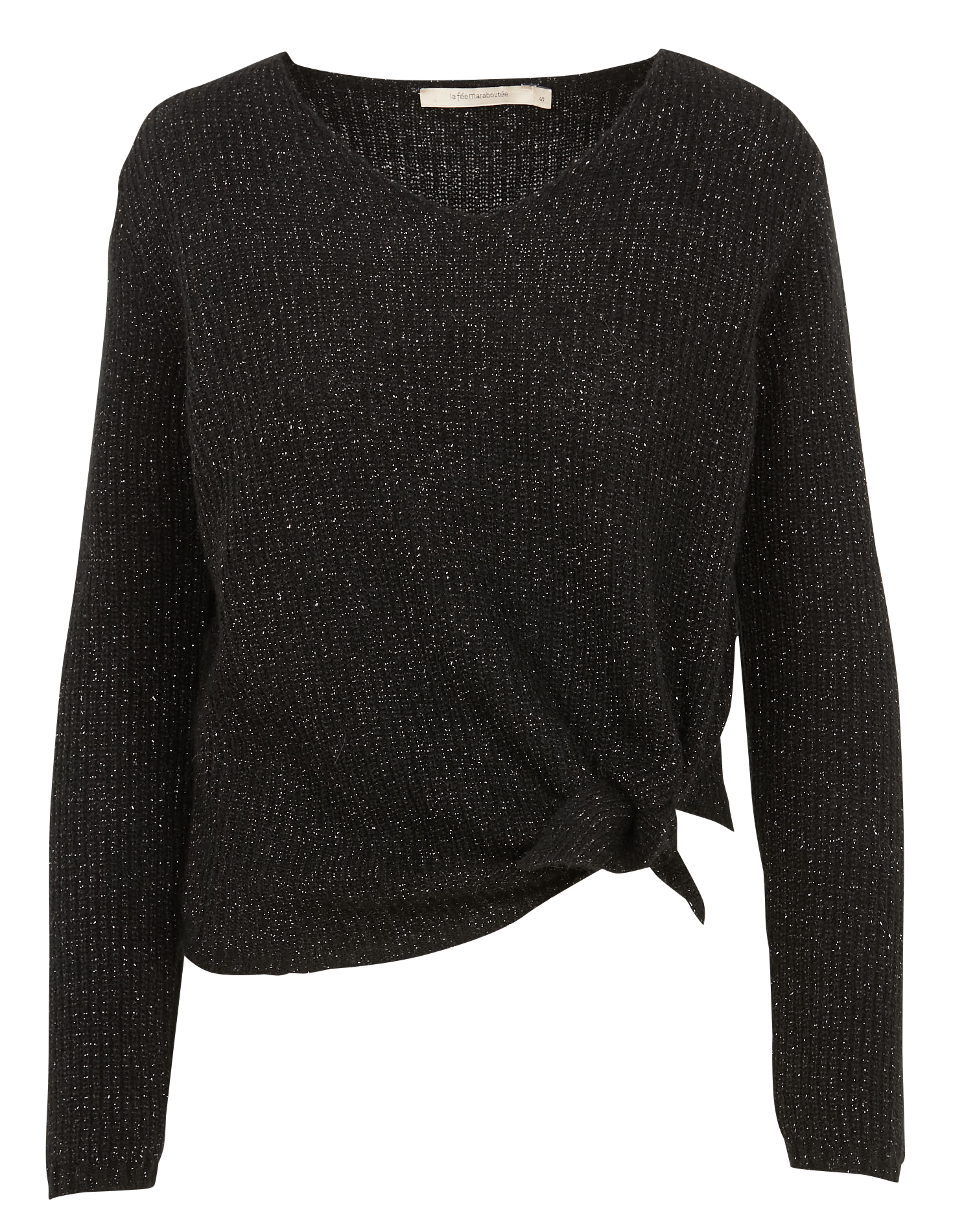 Pull à col v fils métallisés | Noir