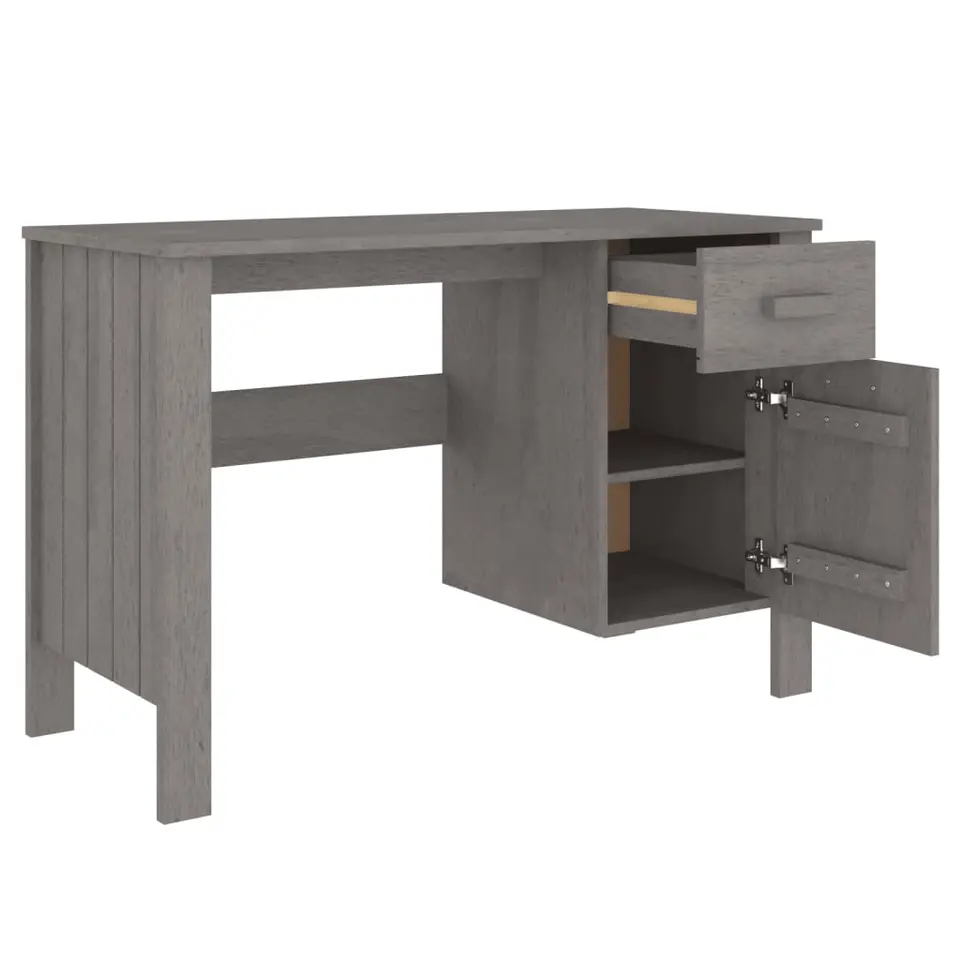 vidaXL - Bureau - Grijs - Grenenhout