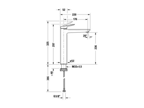 Mitigeur lavabo DURAVIT Wave XL sans vidage doré poli