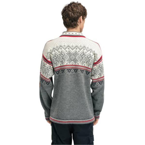 Pull DALE OF NORWAY VAIL MASC SWEATER SMOKE / OFF WHITE / RASPBERRY