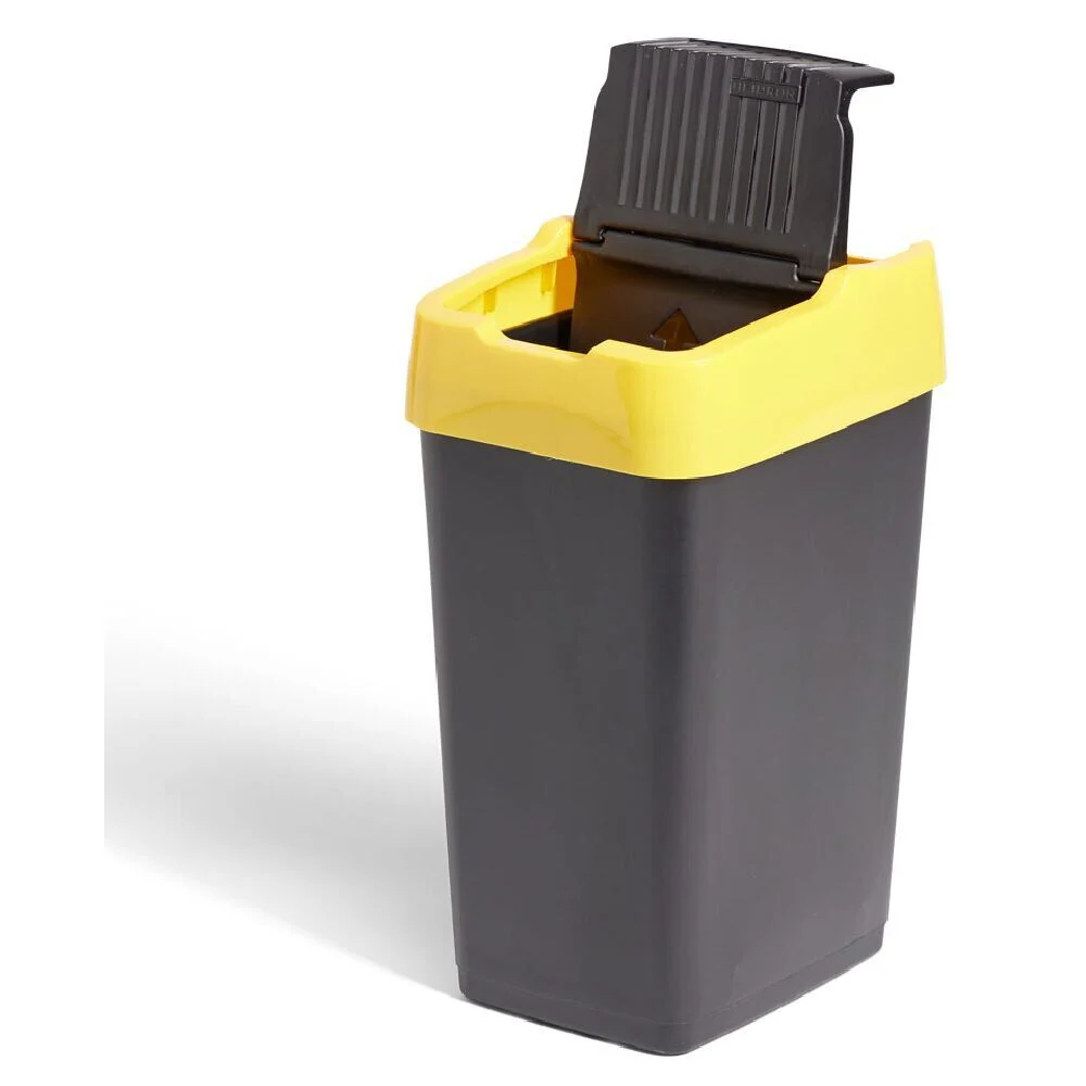 Poubelle de tri pour plastique 18L plastique jaune et noir