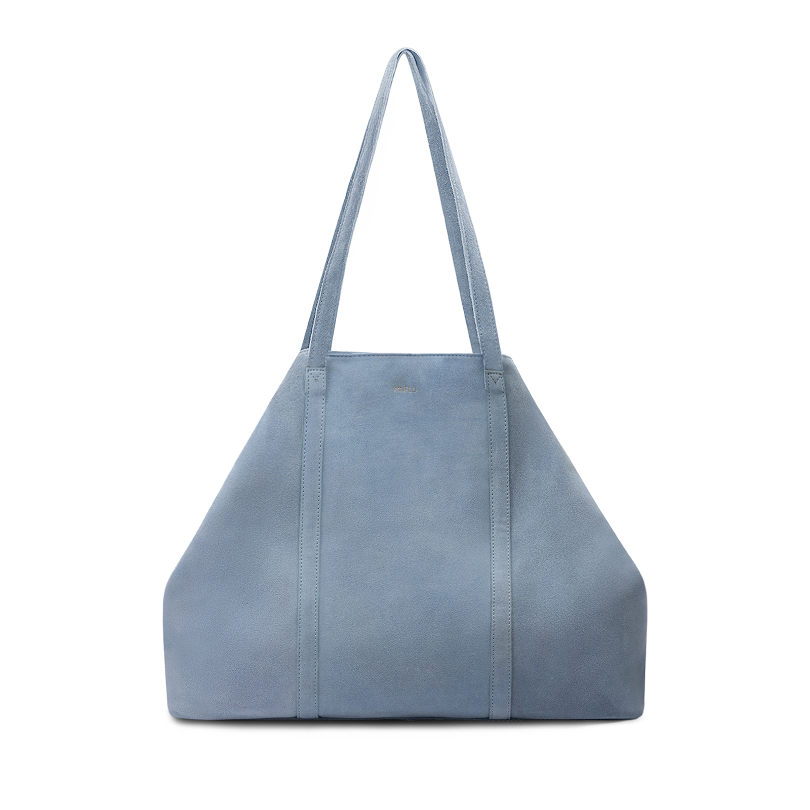 Licht blauwe suède shopper