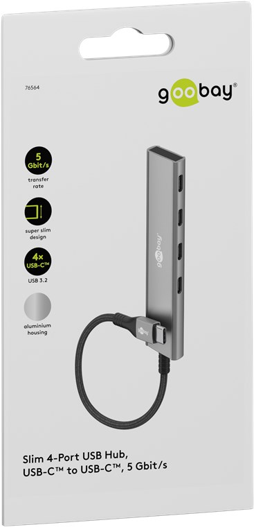 Slim 4-Port USB-C Multiport Adapter HUB 4x USB-C 3.2 / 5 Gbit/s (76564) - Hellgrau