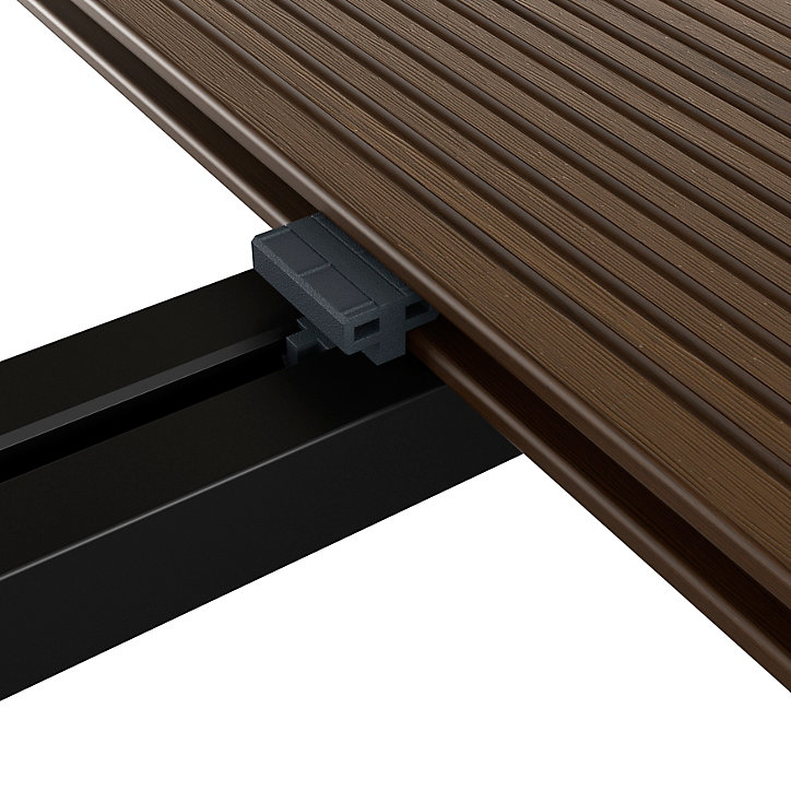 Lame de terrasse composite chocolat Neva Klikstrom L. 220 cm x l. 14,5 cm