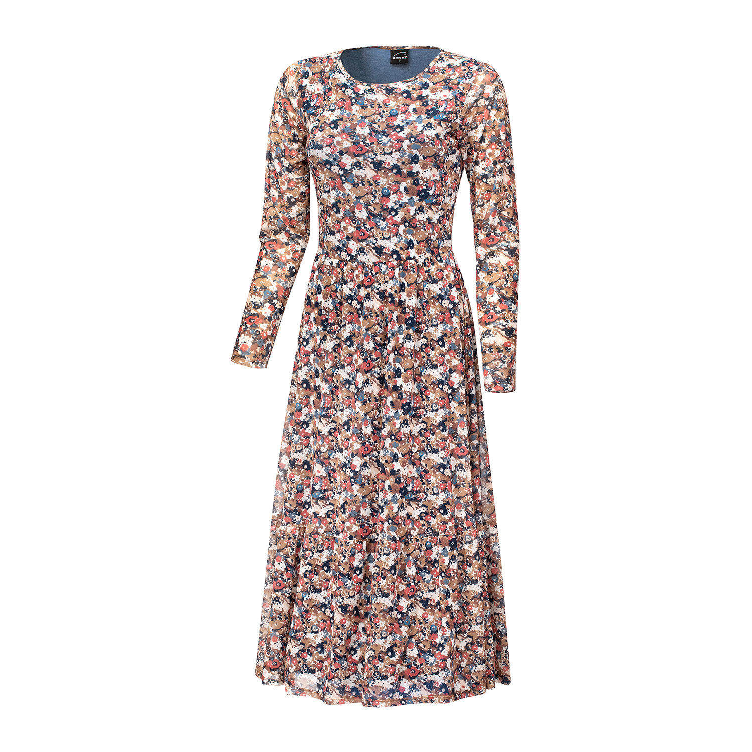 Midi Kleid langarm mit Blümchen Print