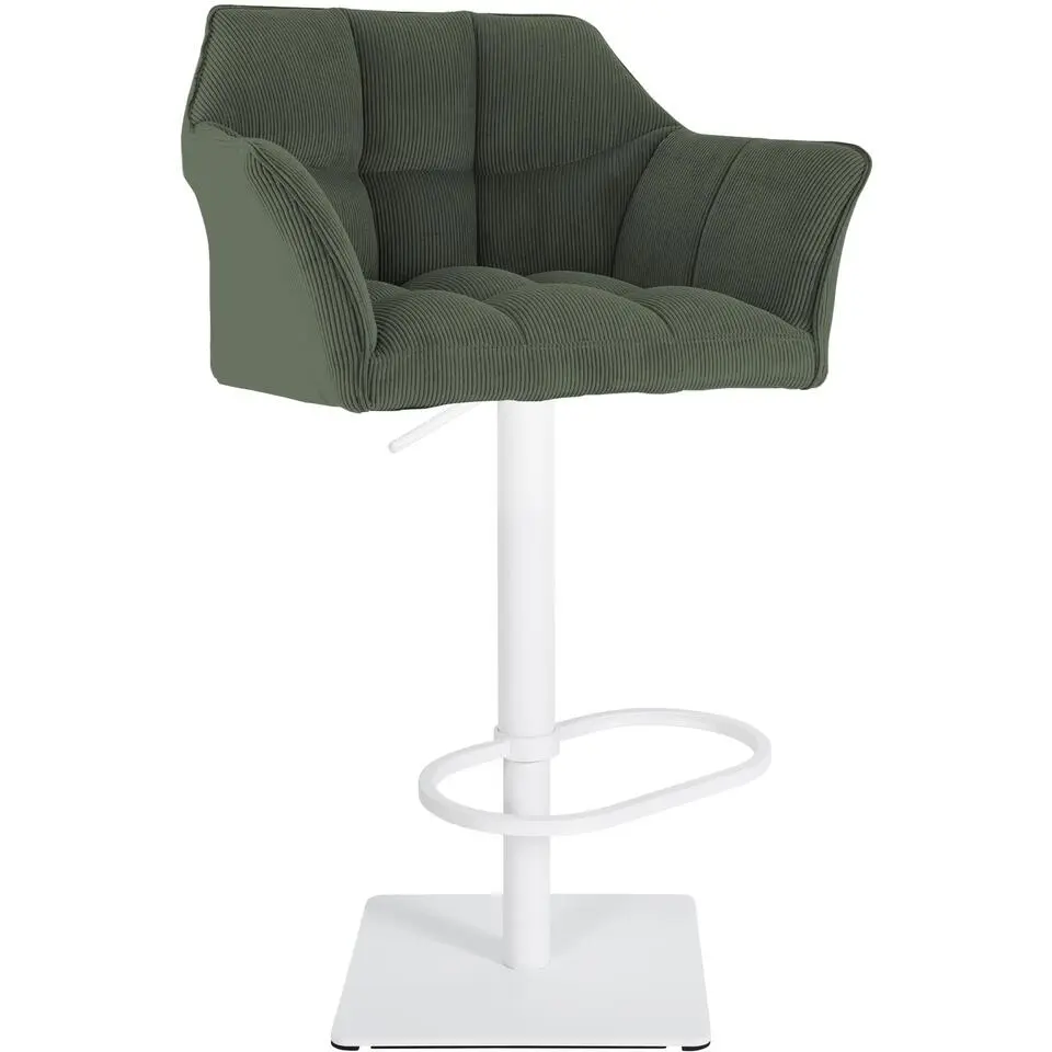 CLP Barkruk Damaso wit Frame - Ribstof - groen