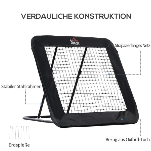 Foldefotballmål, Fotballrebounder, Returvegg, Nett For Multisport, 5-Nivå Justerbar, 128X118X108-120Cm