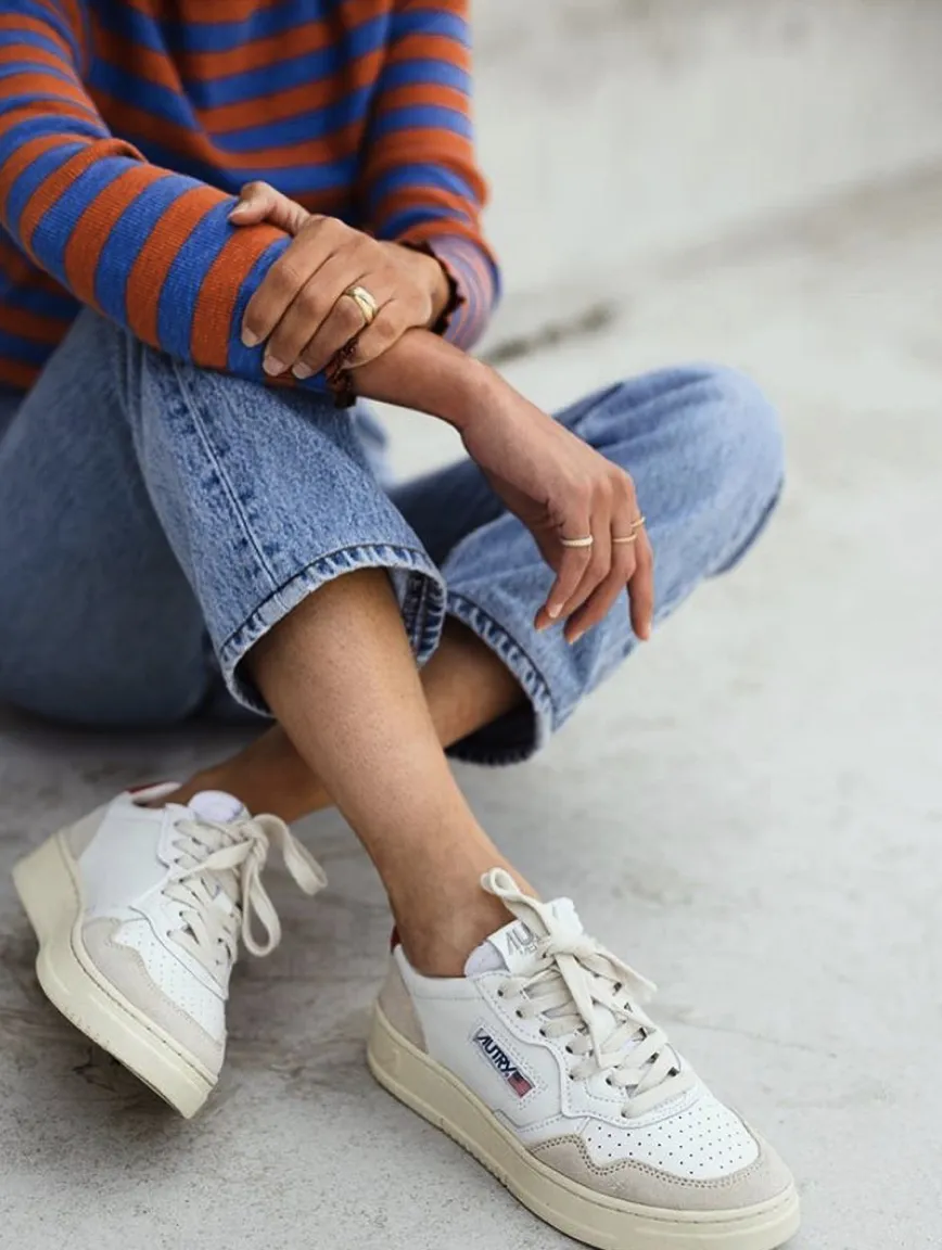 Sneakers Medalist Low en cuir blanc et rose poudré AUTRY